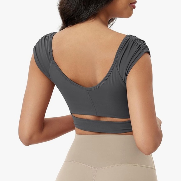 Gray Ruched Women's Top - Picture 3 of 5